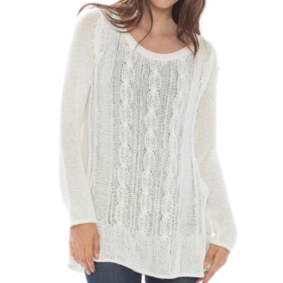 Wooden Ships Sweaters - Wooden Ships boho loose cable knit boyfriend tunic in bone size M/L new mohair